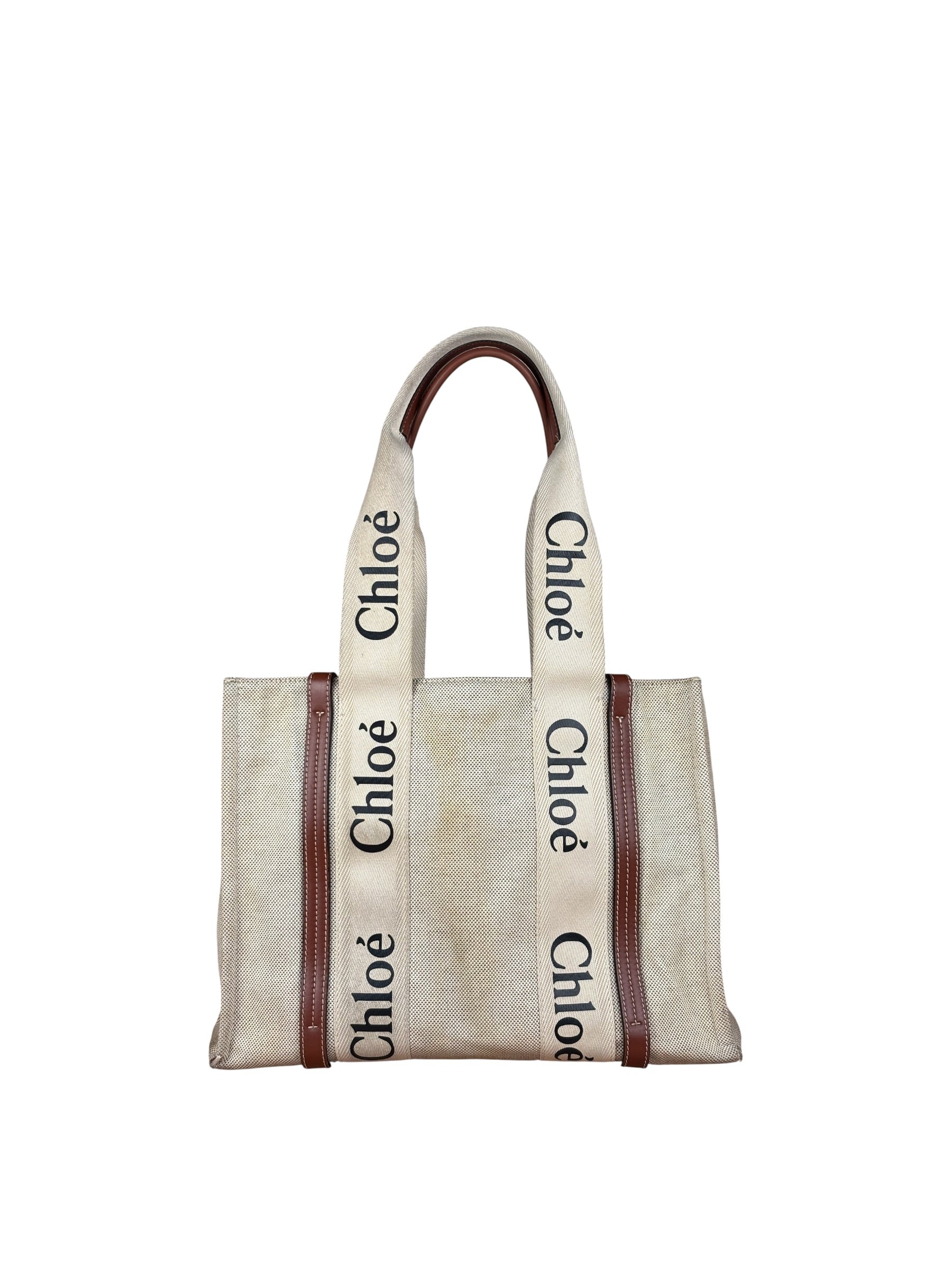 Chloe Leather Trim Woody Medium Tote Bag