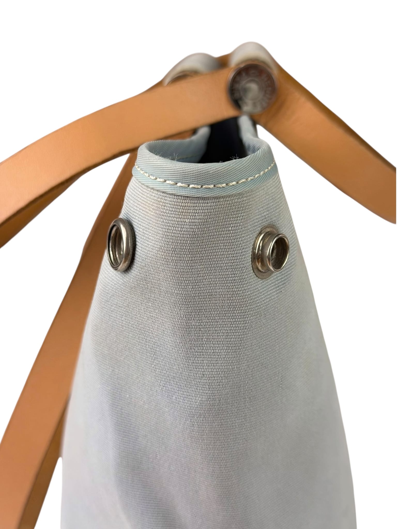 Hermes Light Blue Canvas Leather Trim Cabag Elan Tote