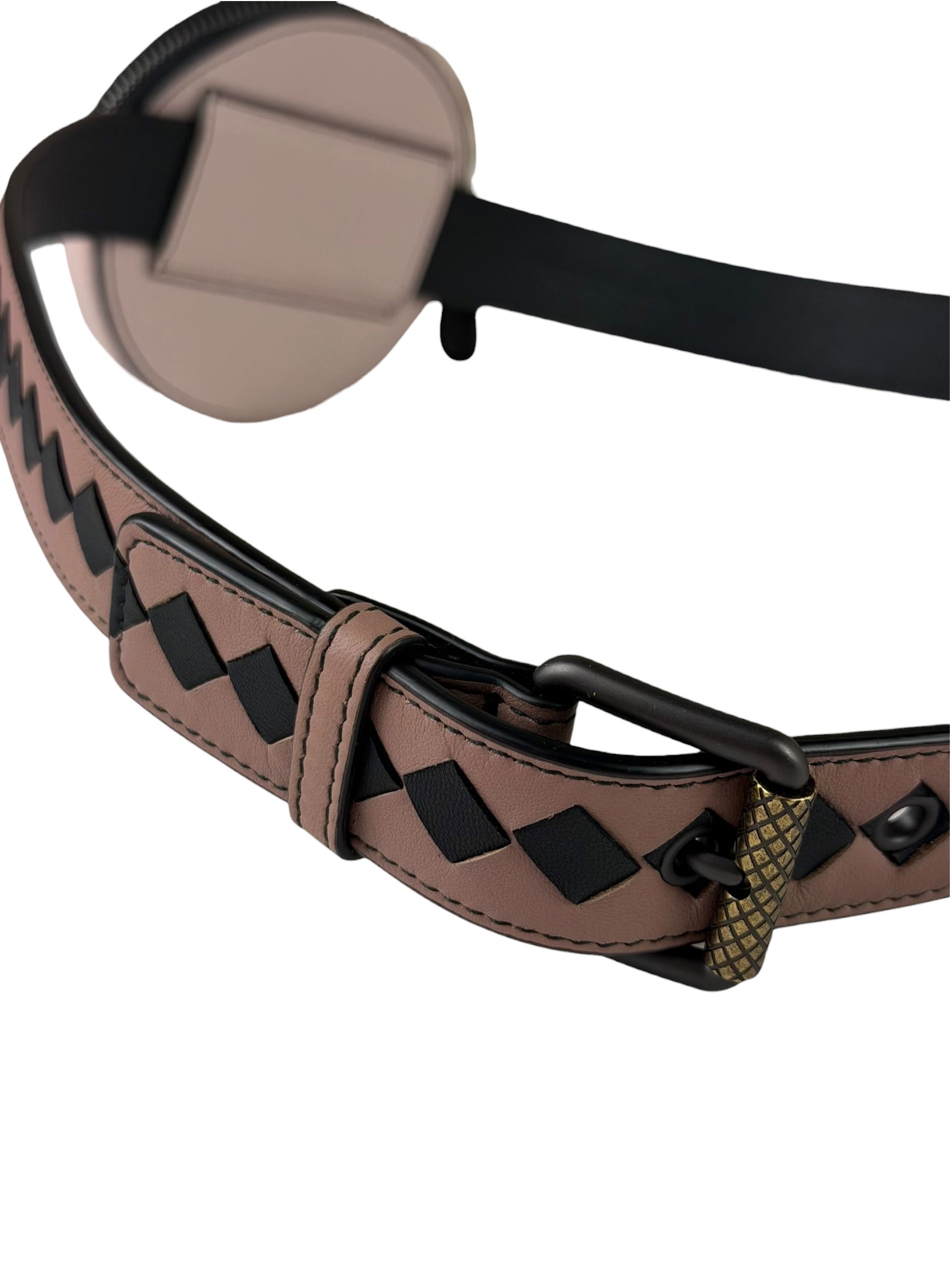 Bottega Veneta Black/Pink Intrecciato Round Around Belt Bag