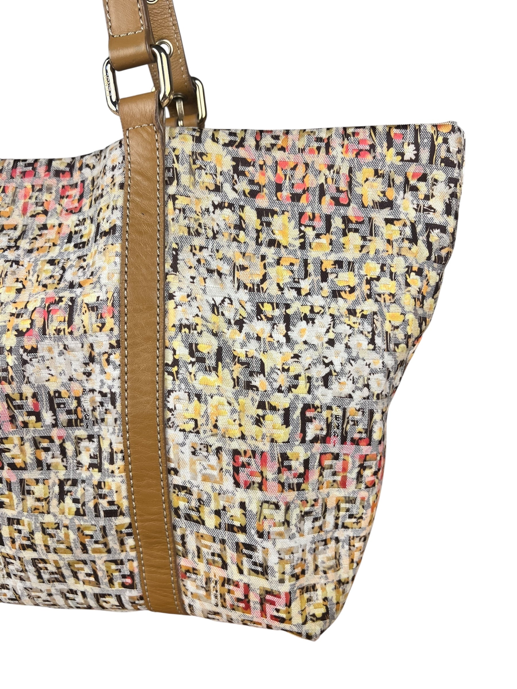 Fendi FF Floral Zucchino Shoulder Tote