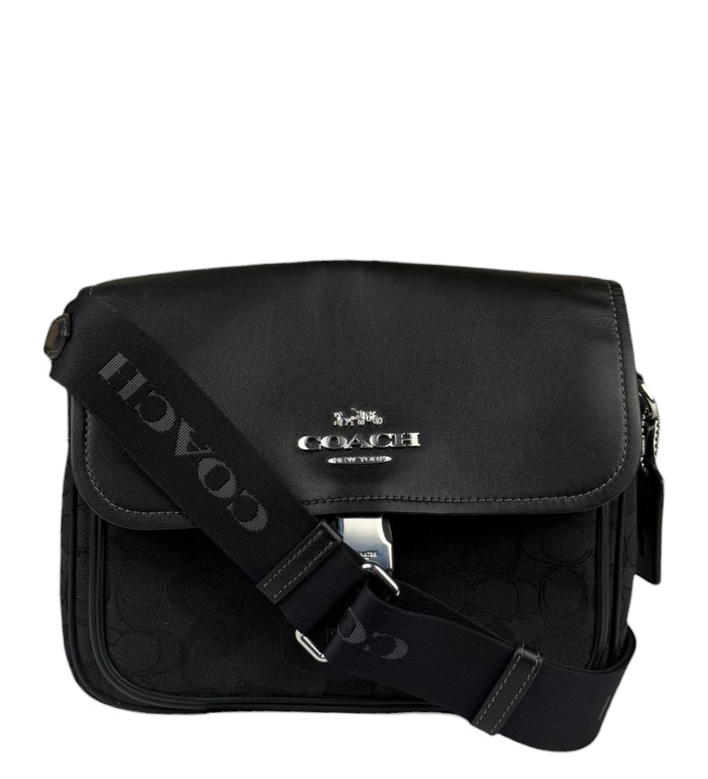 Coach Black Leather Pace Messenger Crossbody Bag