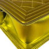 Chanel Metallic Yellow Quilted Patent Leather Mini Boy Flap Bag 2014