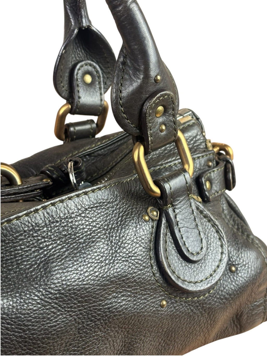 Chloe Greyish-Green Leather Paddington Handbag