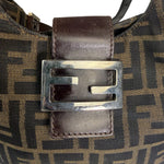 Fendi Brown Leather Trim Zucca Hobo Bag