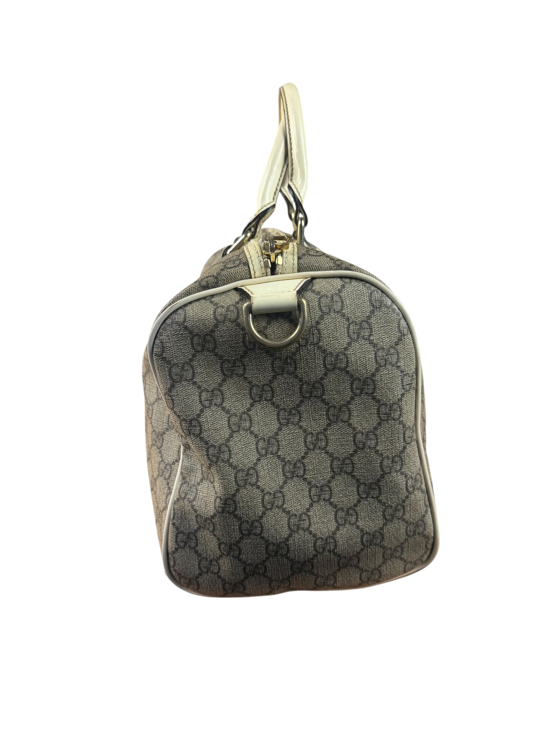 Gucci Bicolor Leather Trim GG Supreme Joy Boston Handbag