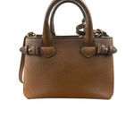 Burberry Brown Leather & House Check Small Banner