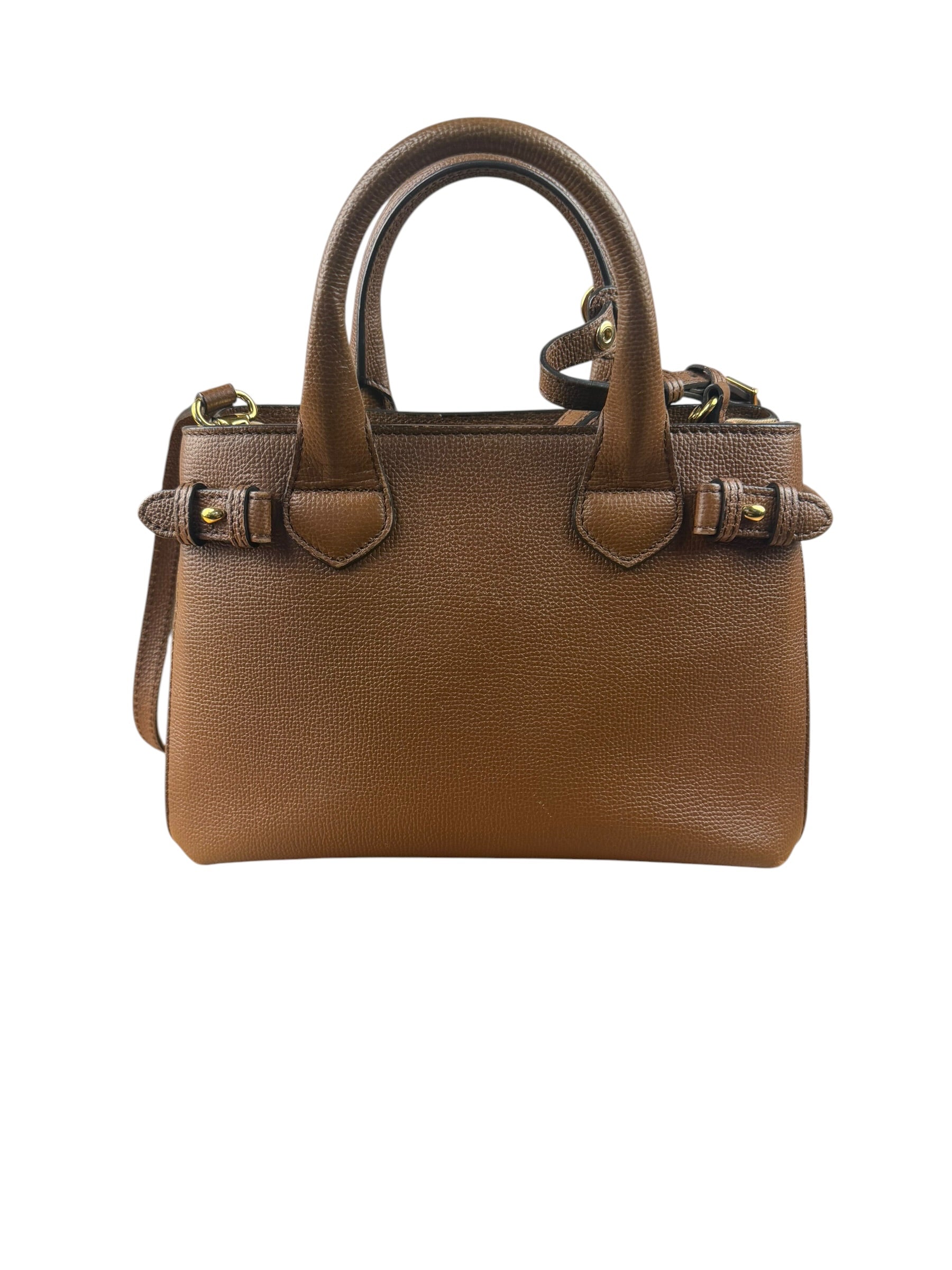 Burberry Brown Leather & House Check Small Banner