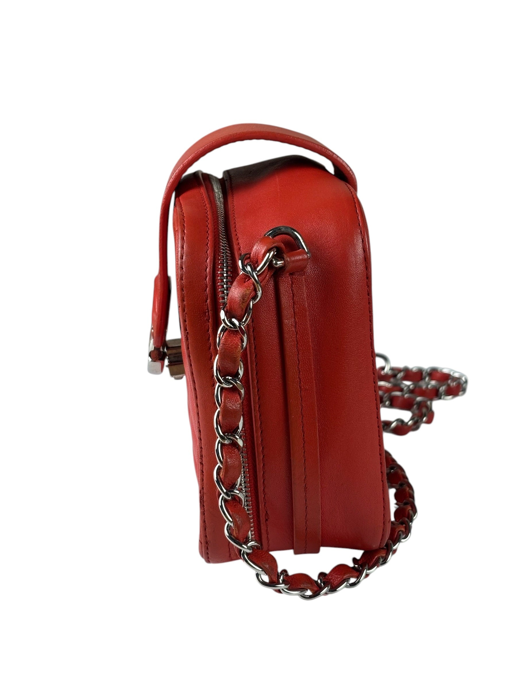 Chanel Red Quilted Lambskin Nano CC Box Camera Bag 2018