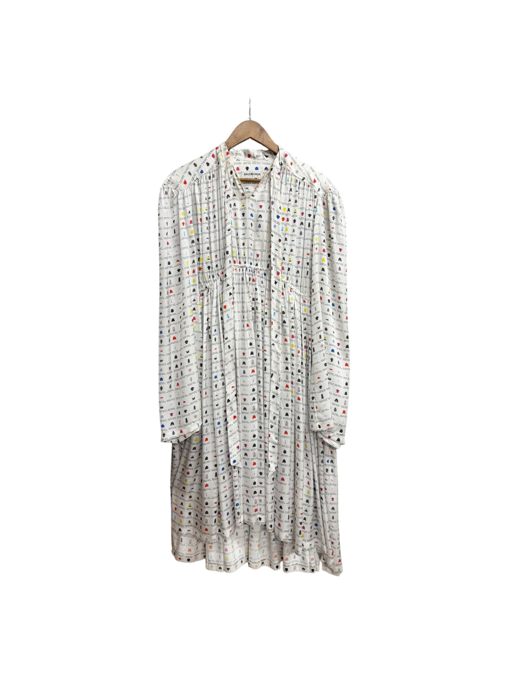 Balenciaga Thumbnail Graphic Oversized White Midi Dress