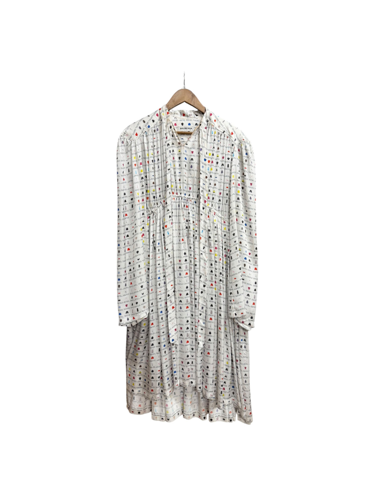 Balenciaga Thumbnail Graphic Oversized White Midi Dress