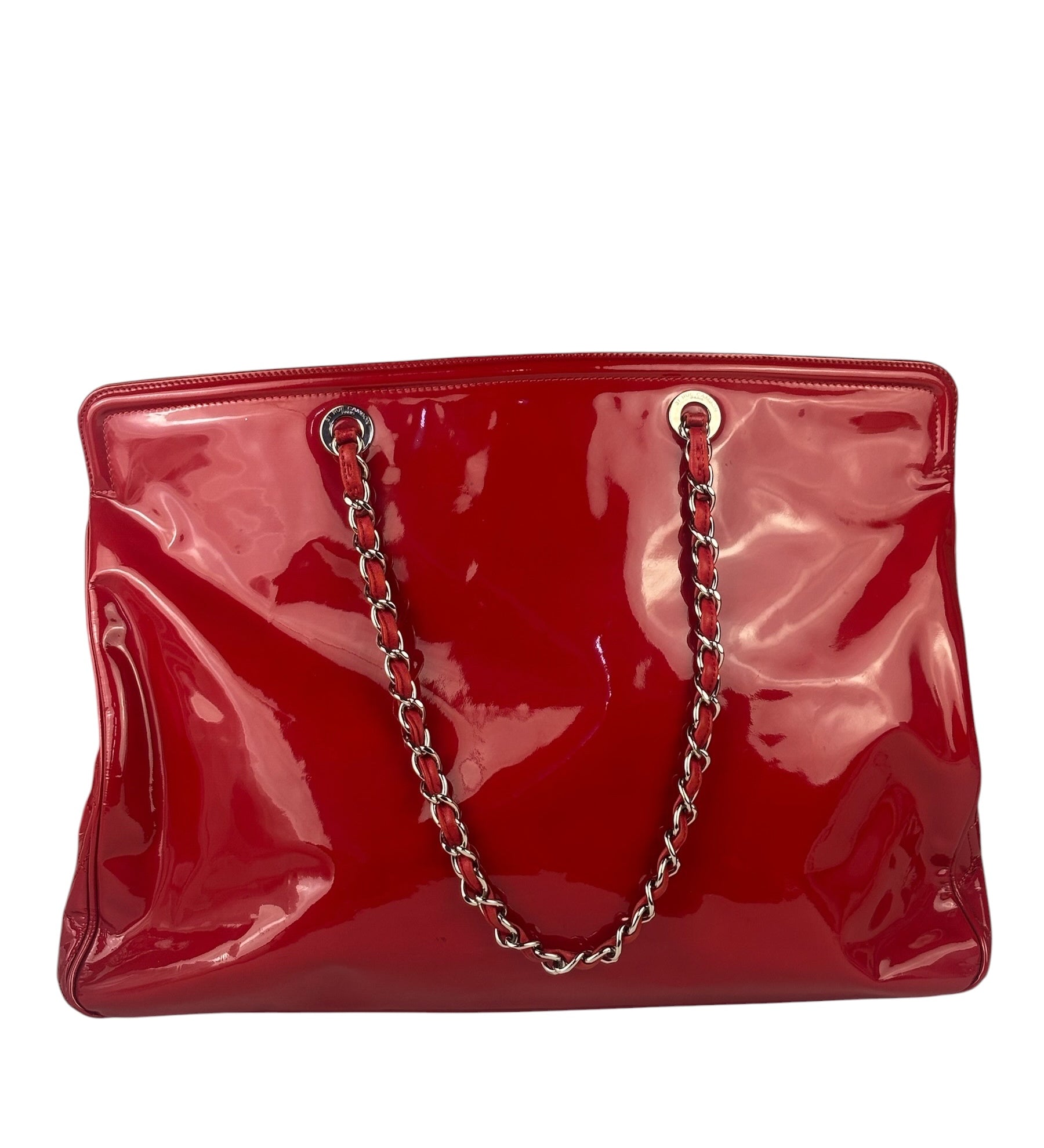 Chanel Lipstick Red Patent Leather Paris-Venice CC Jumbo Tote 2010