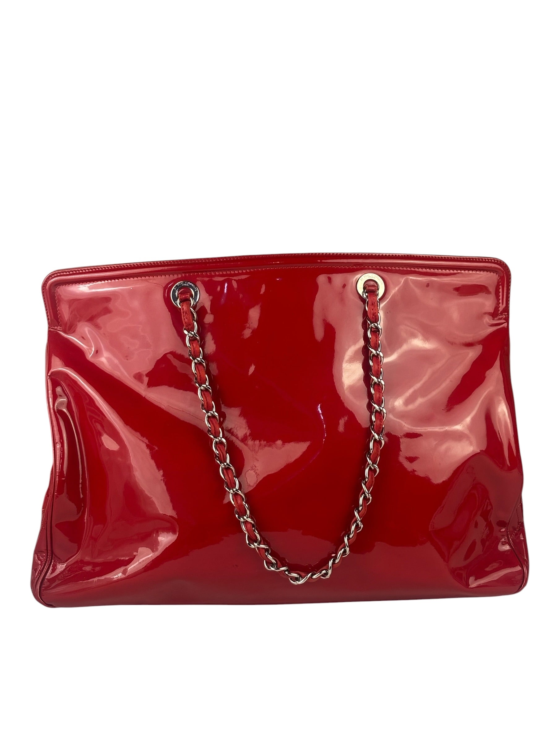 Chanel Lipstick Red Patent Leather Paris-Venice CC Jumbo Tote 2010