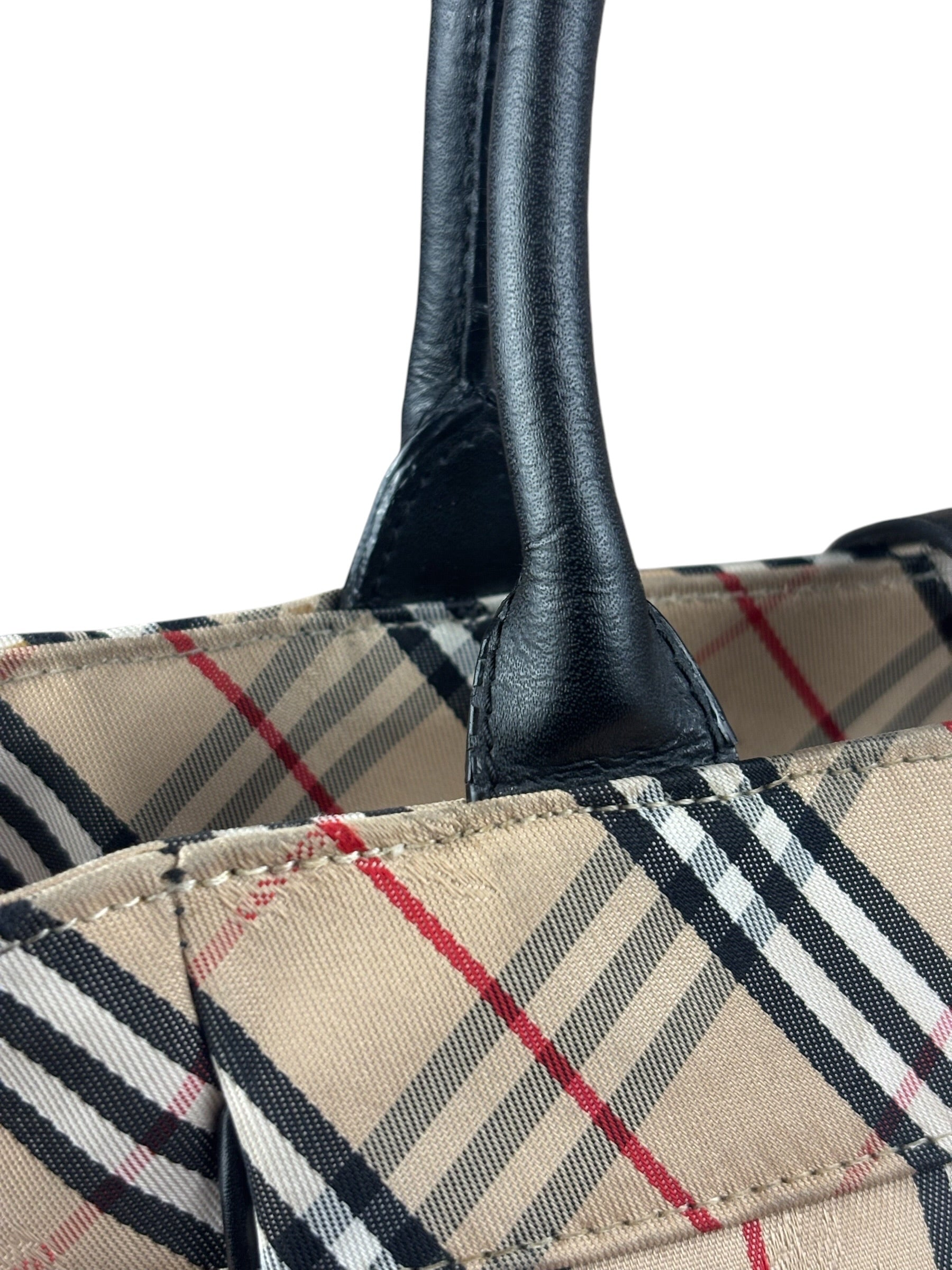 Burberry Vintage Blue Label Nova Check Multi-Pocket Nylon Tote Bag