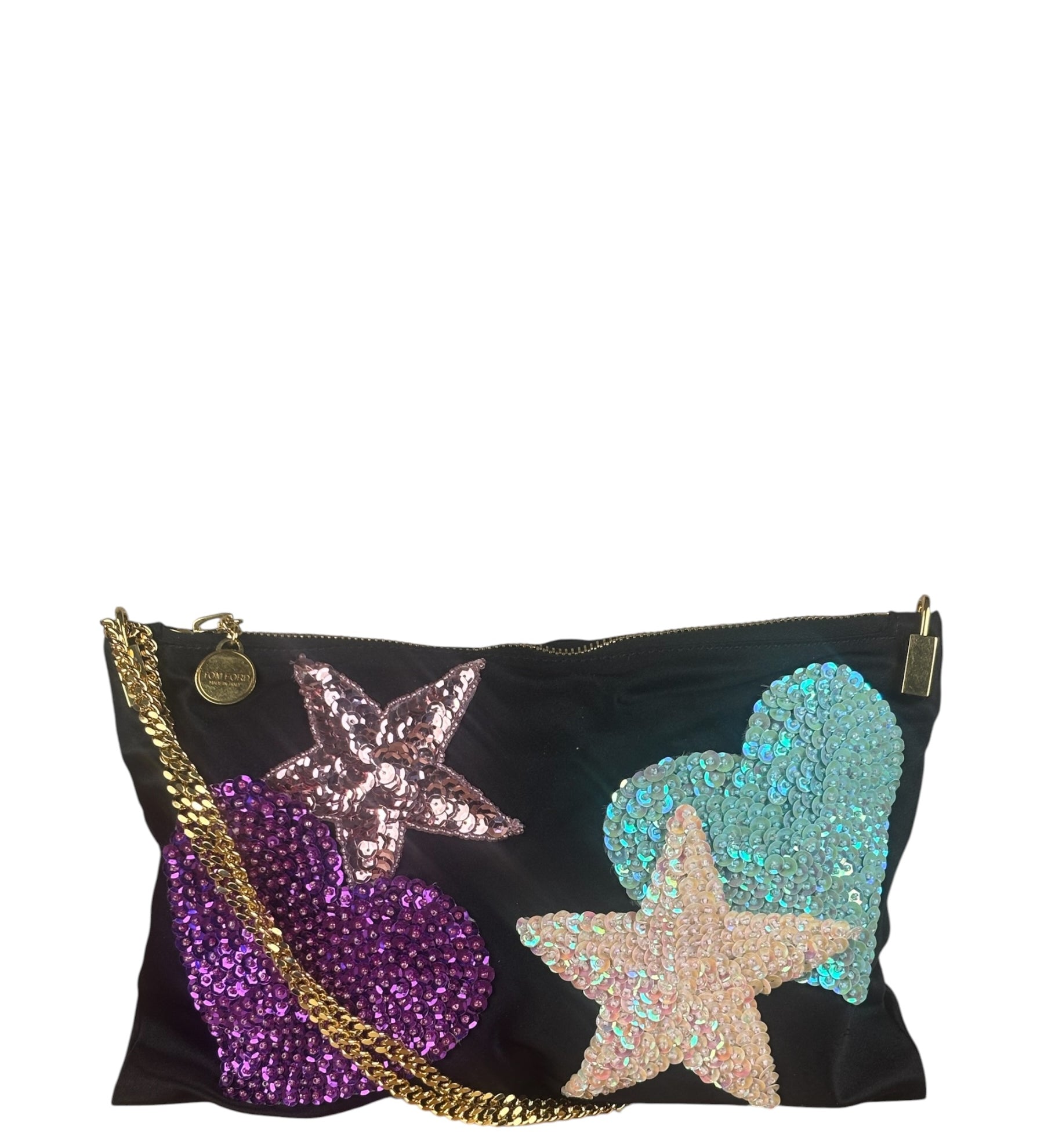 Tom Ford Black Satin Sequin Crossbody Bag