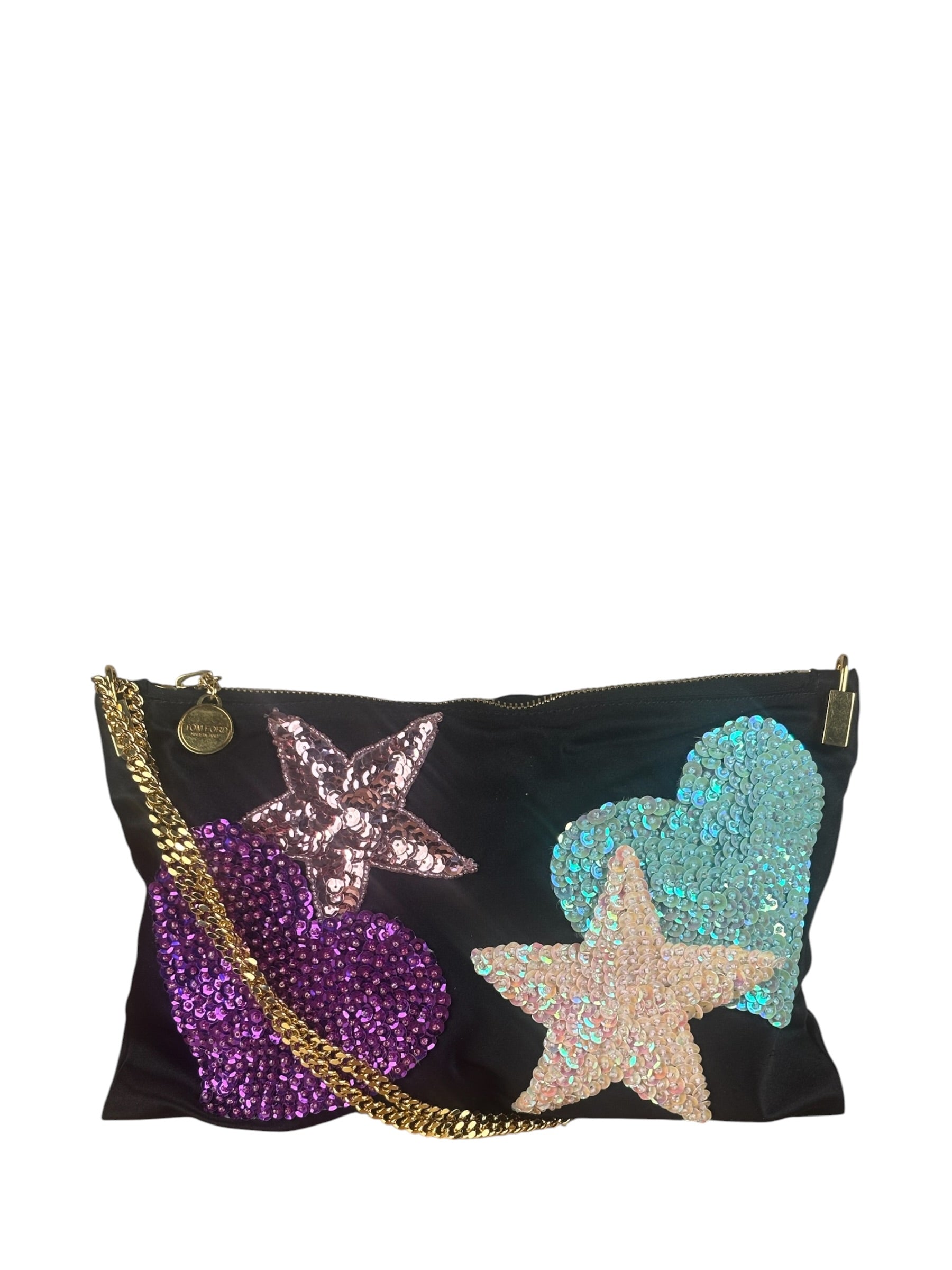 Tom Ford Black Satin Sequin Crossbody Bag