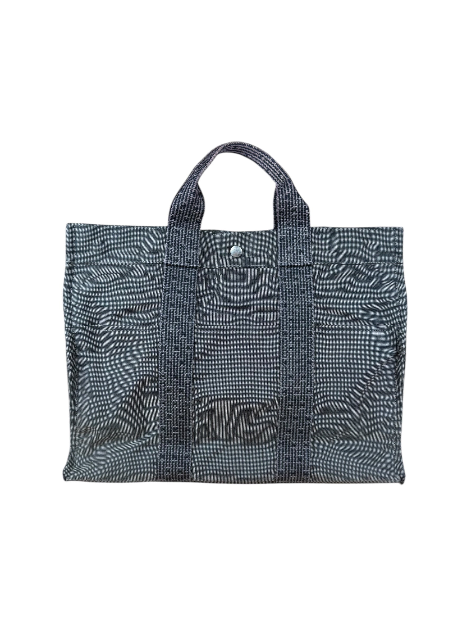 Hermes Herline Grey M Canvas Tote