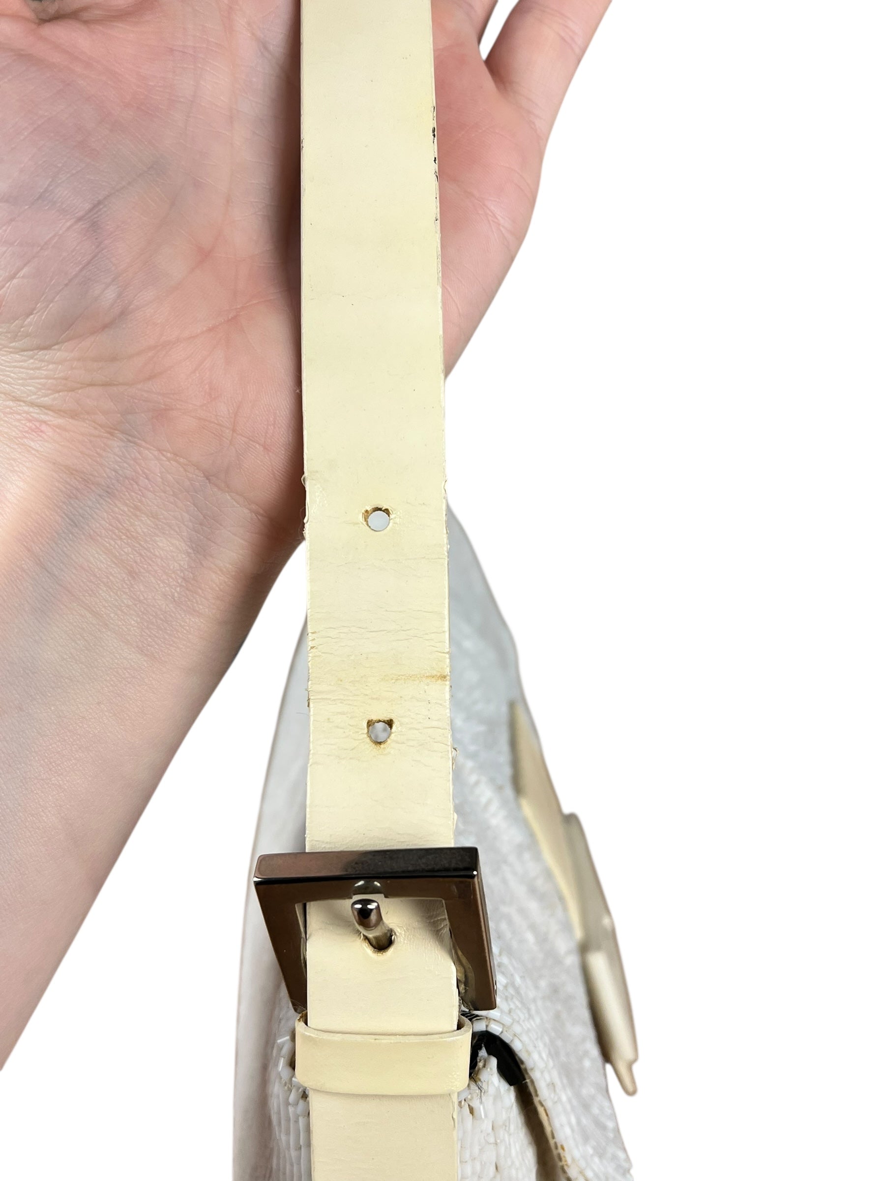 Fendi Vintage Beaded Baguette White
