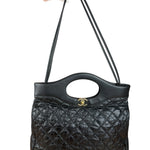Chanel 31 Black Leather Quilted Shopping Clutch Shoulder Bag 2018