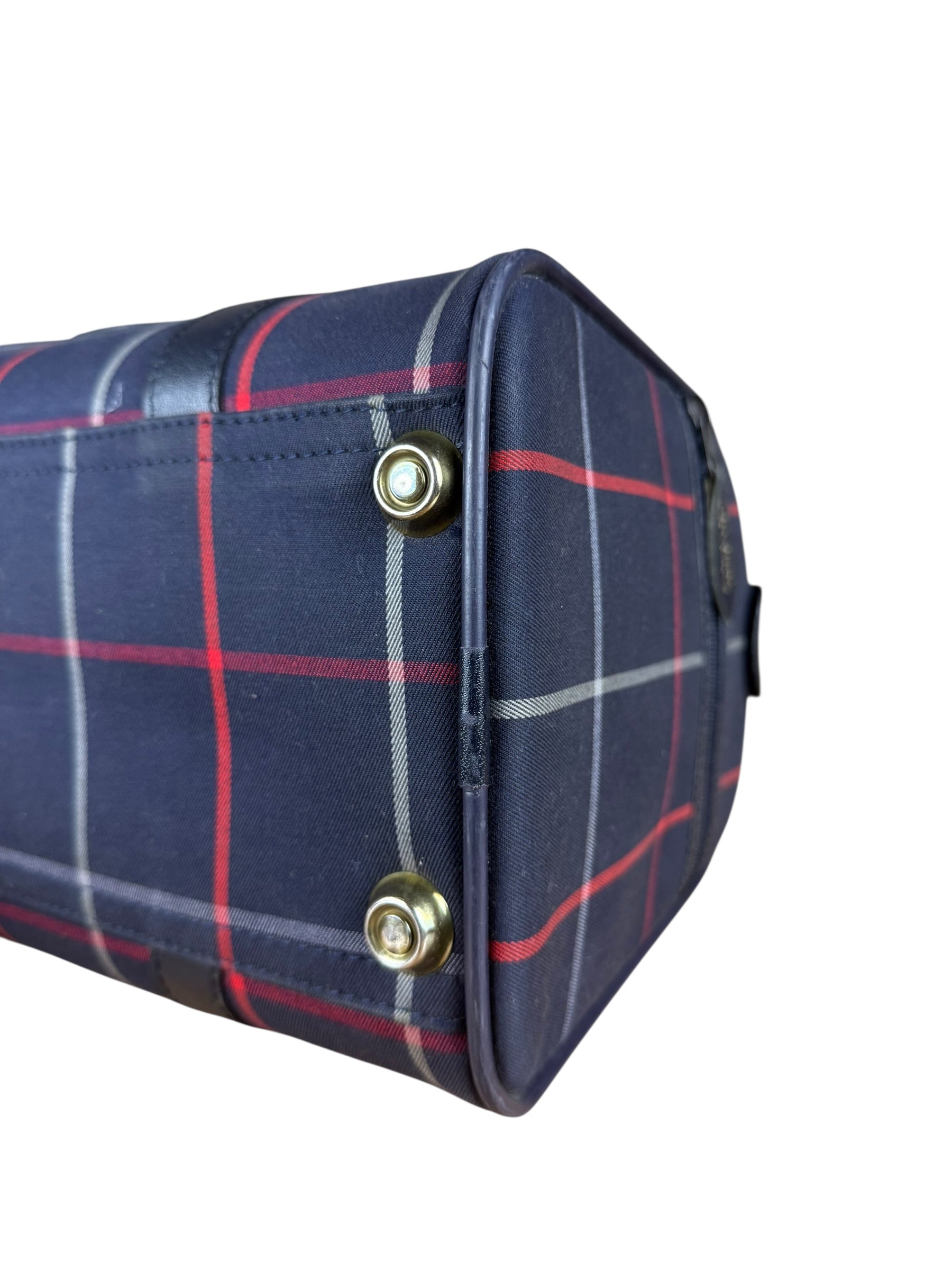 Burberry Blue Nova Check Vintage Boston Bag