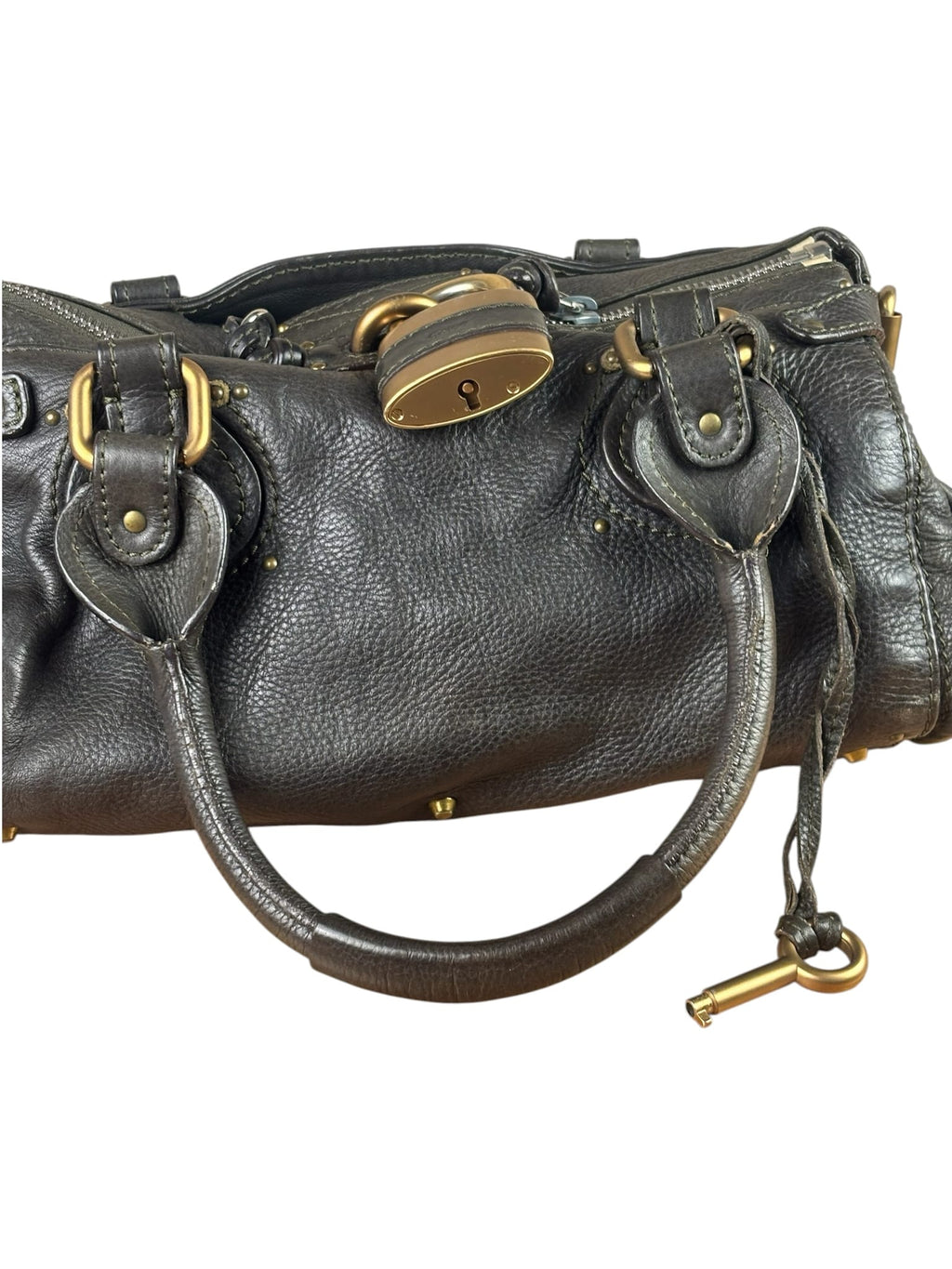 Chloe Greyish-Green Leather Paddington Handbag