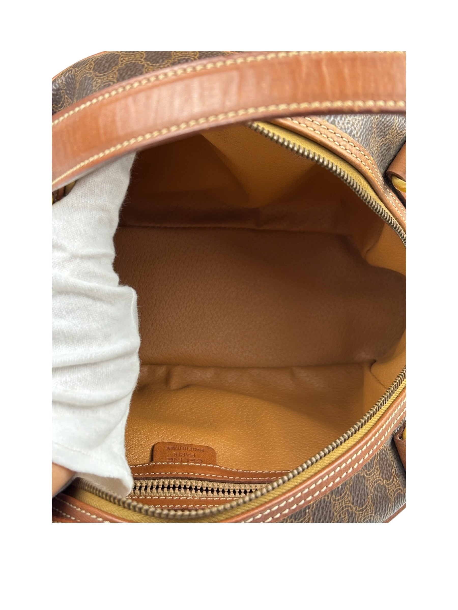 Celine Brown Leather Macadam Dome Handbag