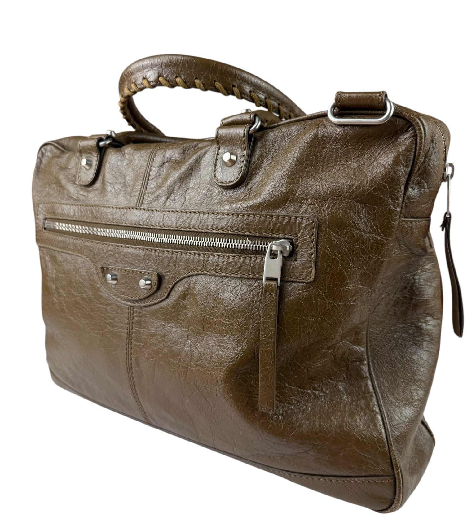 Balenciaga Brown Motocross Classic Travel Bag