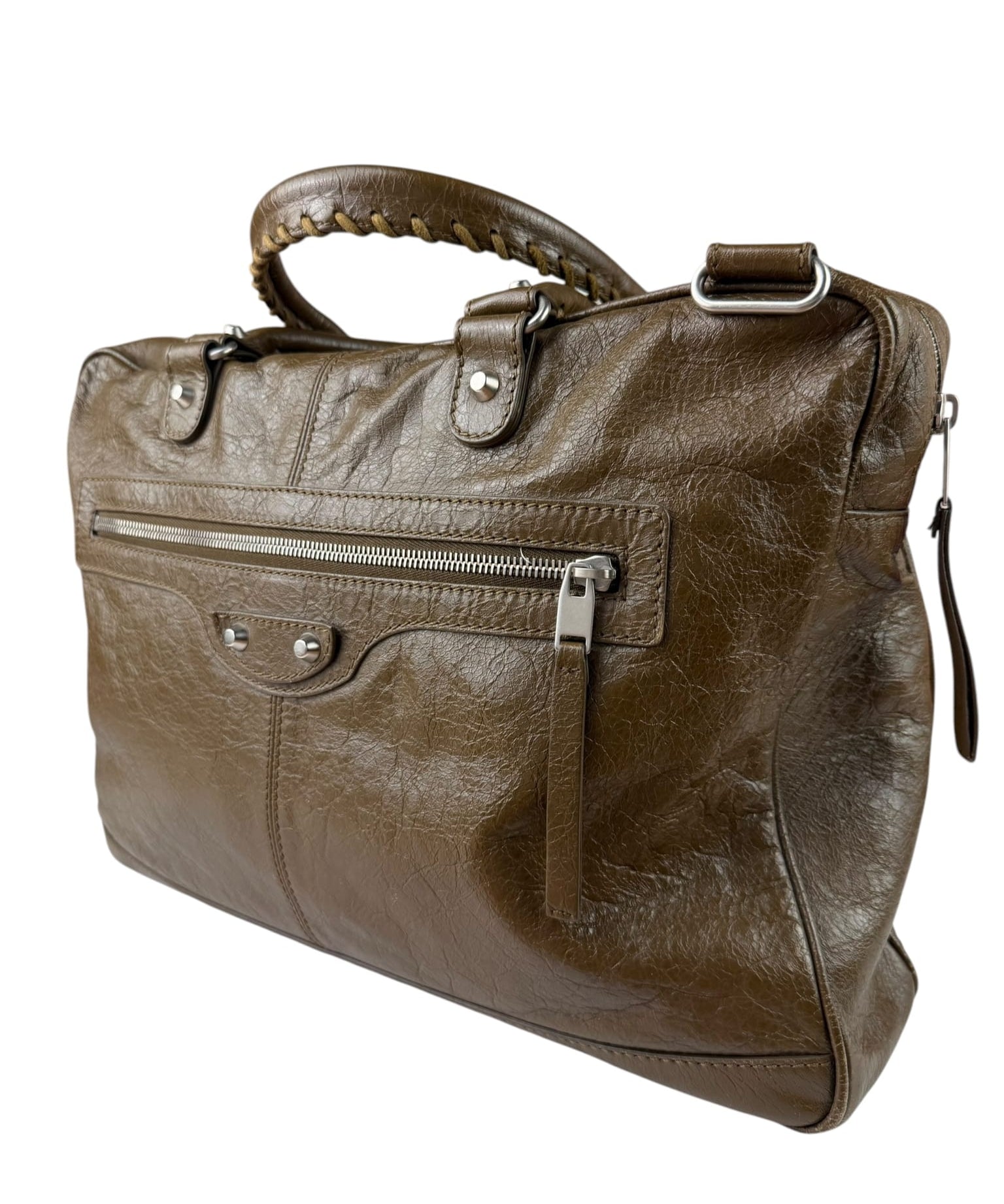 Balenciaga Brown Motocross Classic Travel Bag
