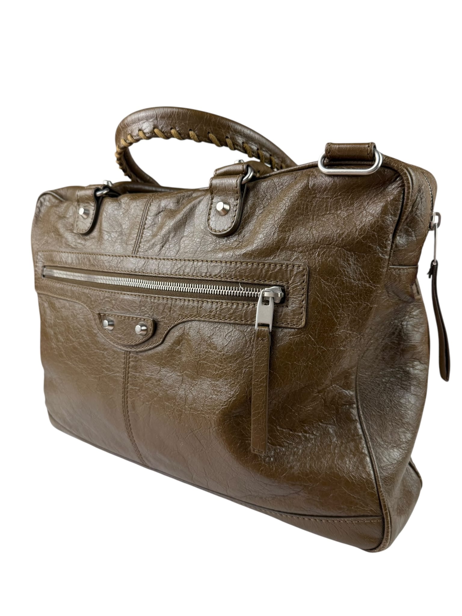 Balenciaga Brown Motocross Classic Travel Bag