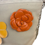 Chanel Vintage Beige Denim/Leather Trim Camellia Rope Tote