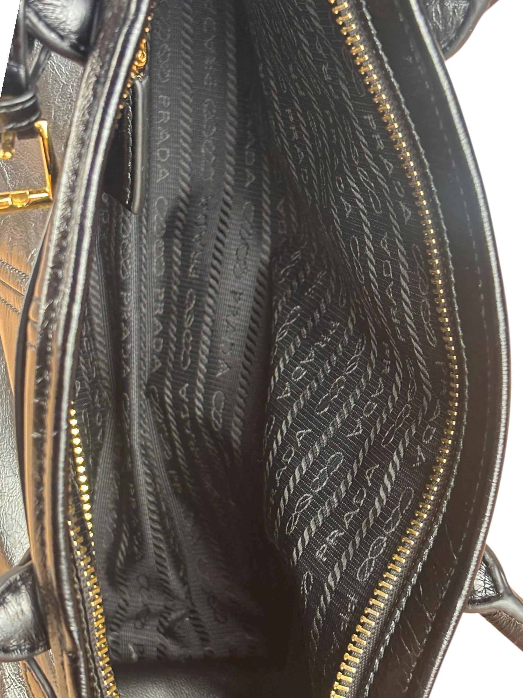 Prada Calfskin Bonnie Shoulder Bag Black