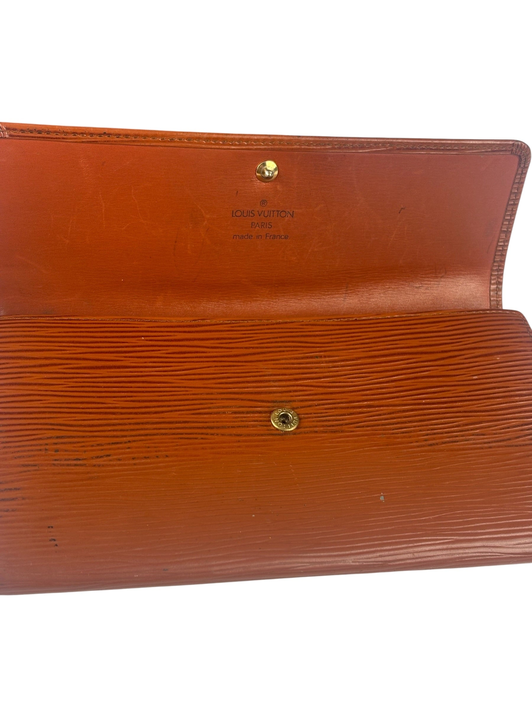 Louis Vuitton Orange Epi Leather Sarah Long Flap Wallet