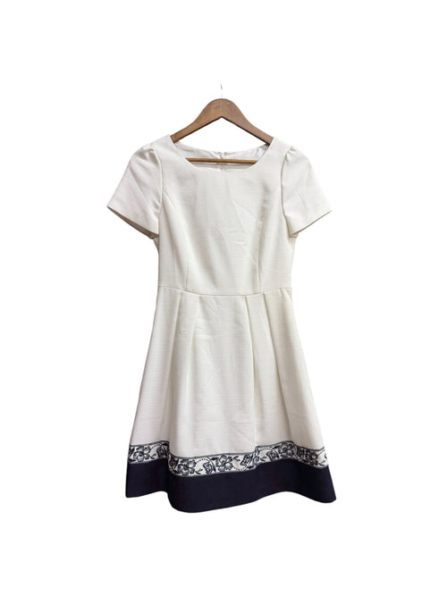 Laisse Passe White/Navy Floral Trim Dress