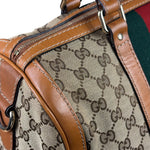 Gucci Beige/Brown GG Web Boston Two-Way Bag
