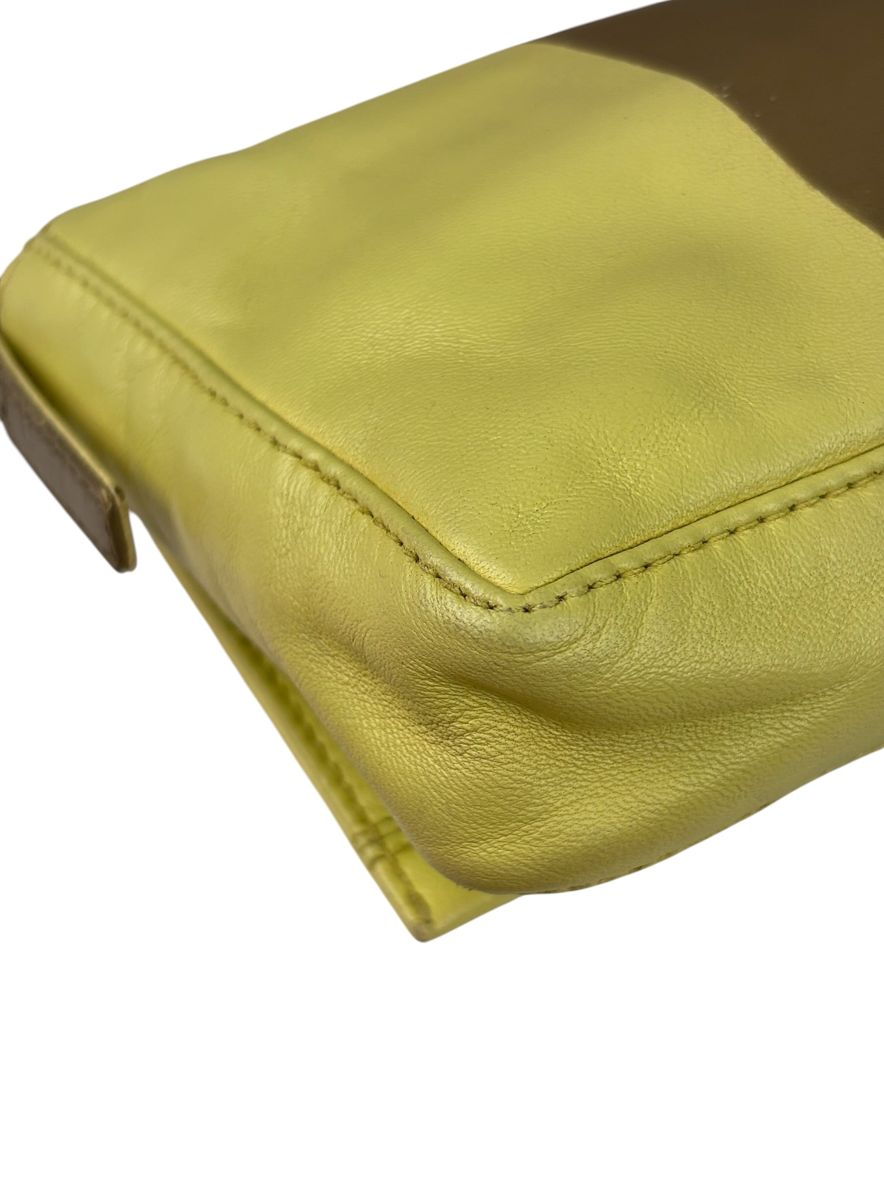 Fendi Camel Tan/Lime Yellow Leather Flap Pochette