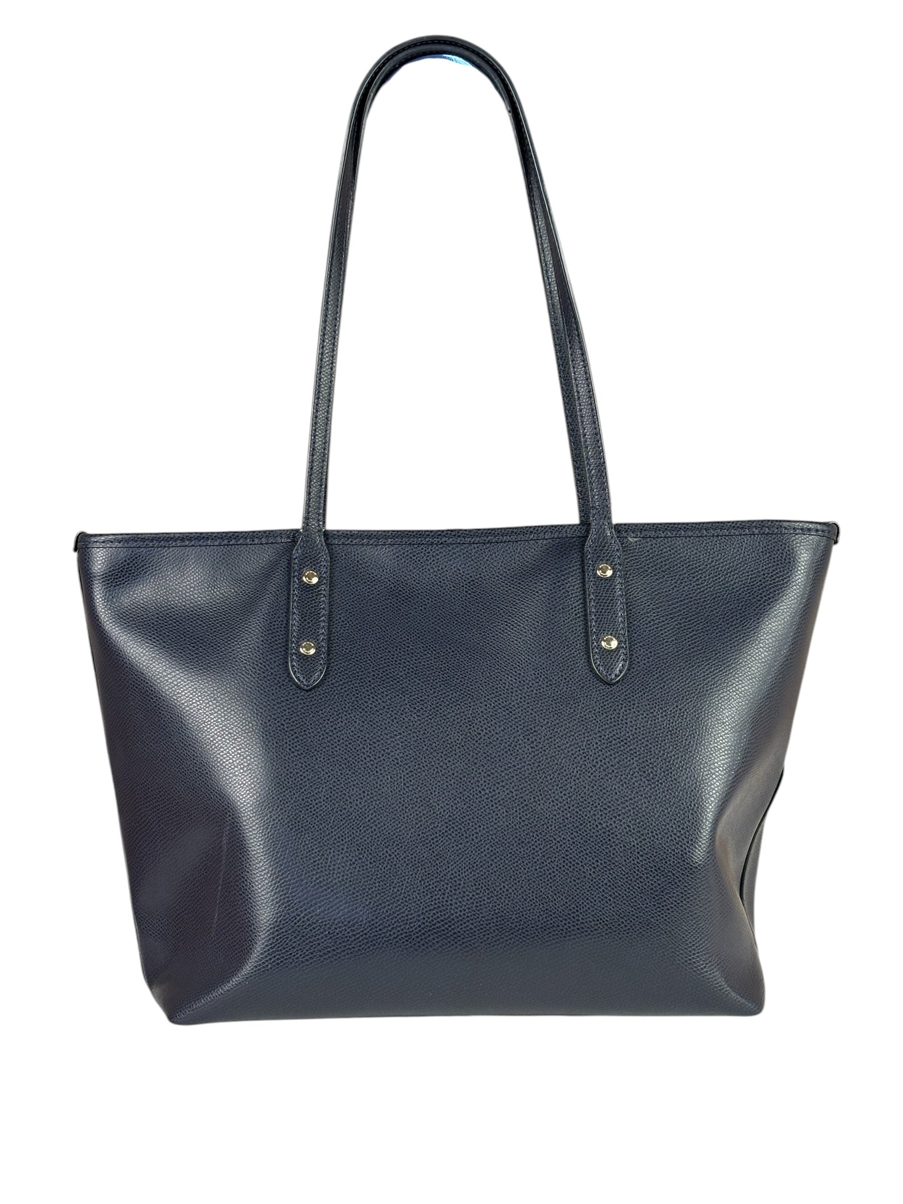 Coach Navy Crossgrain Leather City Zip Shoulder Bag