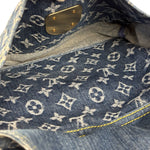 Louis Vuitton Vintage Demin Leather Trim Flat Shopper Tote Bag