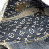 Louis Vuitton Vintage Demin Leather Trim Flat Shopper Tote Bag