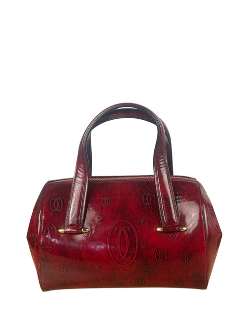 Cartier Red Patent Leather Logo Embossed Handbag