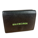 Balenciaga Black Neon Logo Compact Wallet