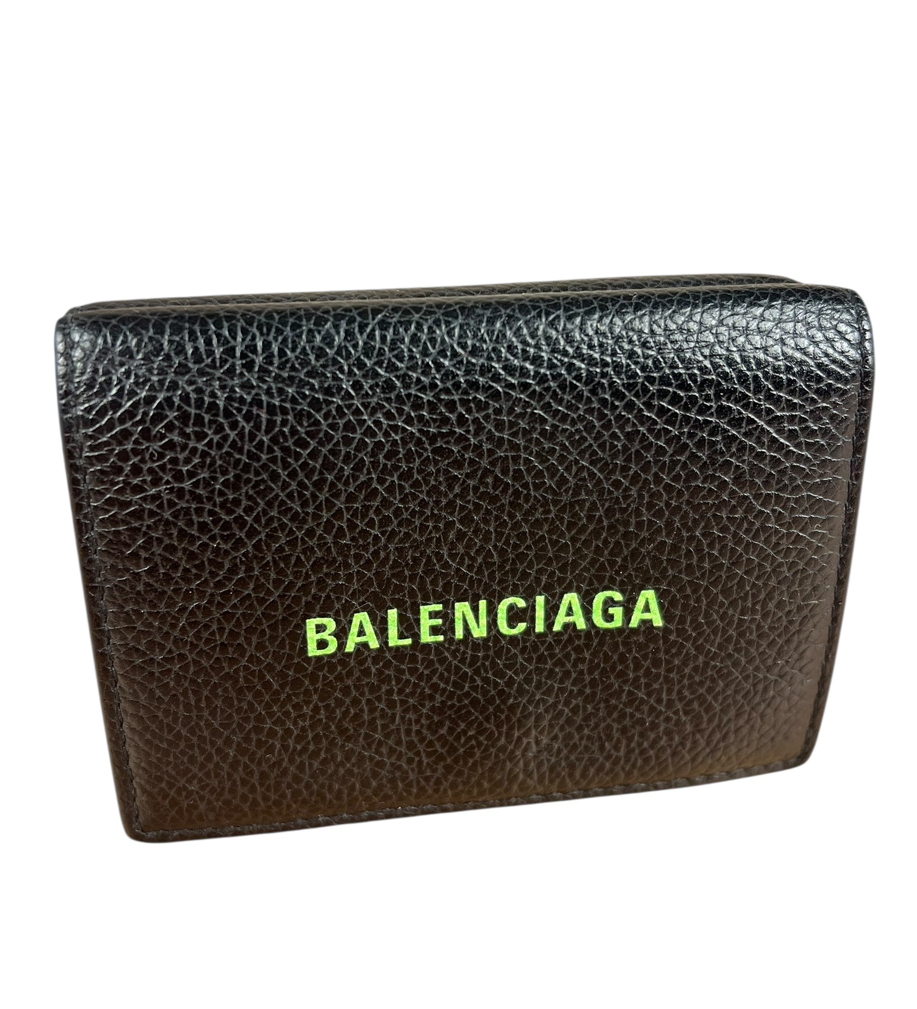 Balenciaga Black Neon Logo Compact Wallet