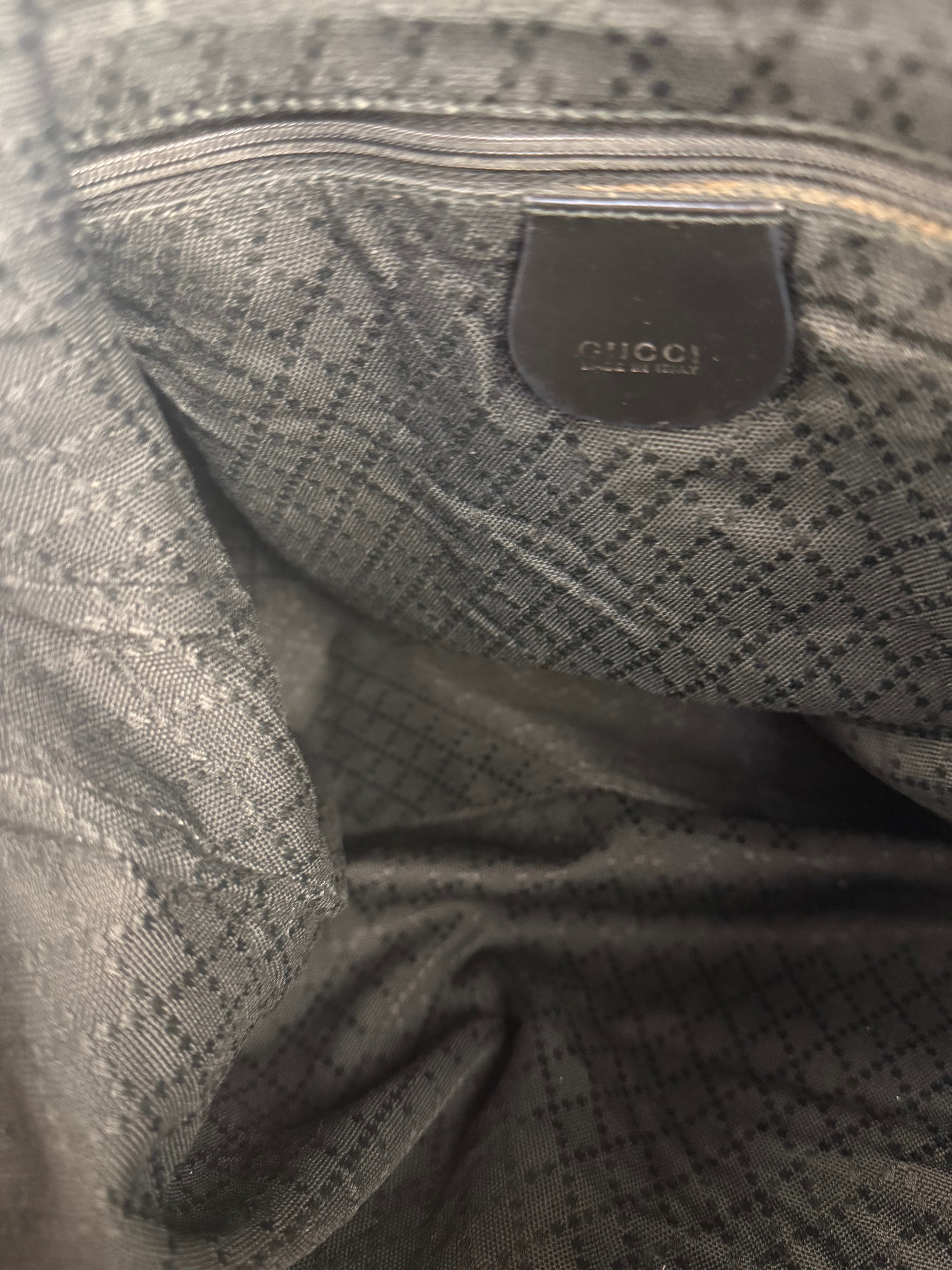 Gucci Vintage Black Canvas Bamboo Handle Bag