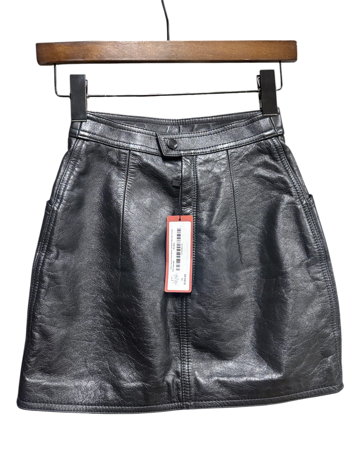 Saint Laurent Paris Black Lambskin Mini Skirt (F34)