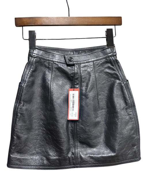 Saint Laurent Paris Black Lambskin Mini Skirt (F34)