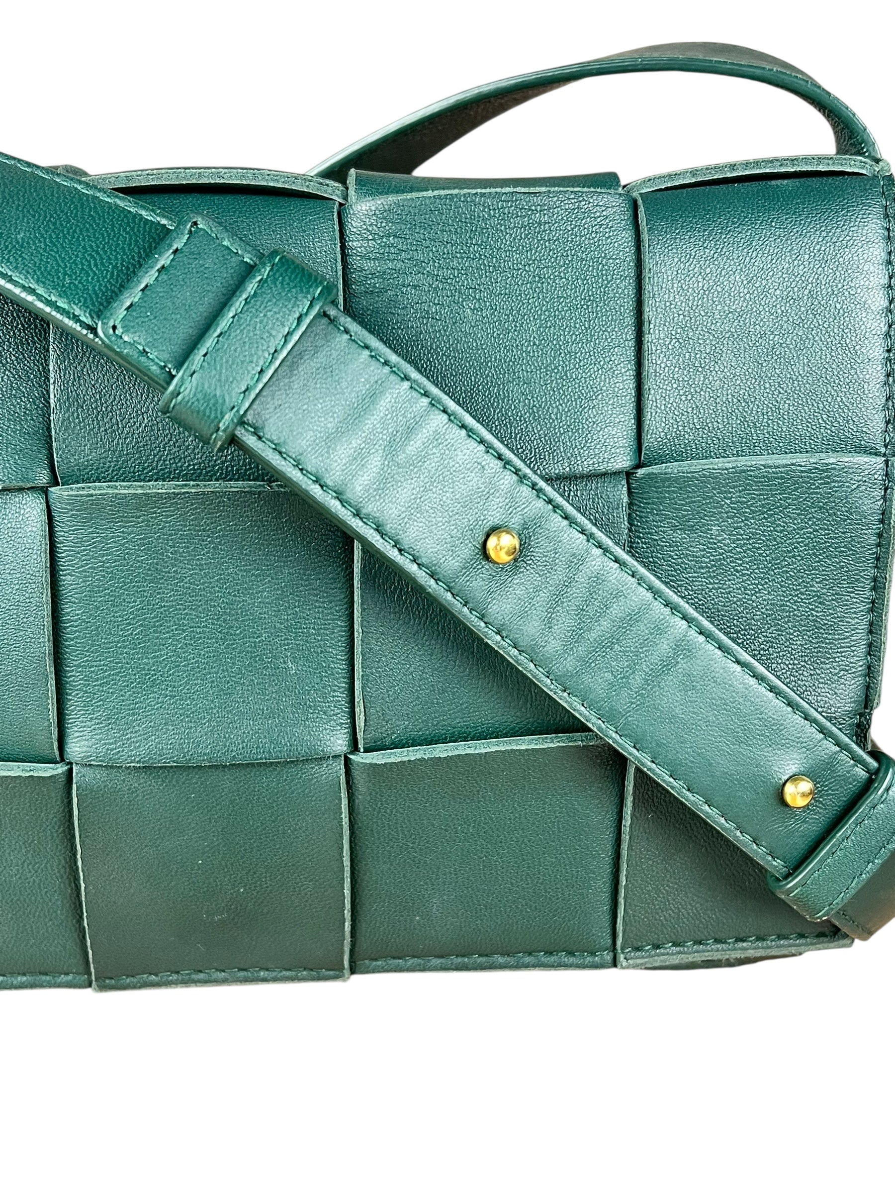 Bottega Veneta Forest Green Intrecciato Cassette Crossbody