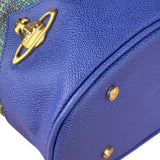 Vivienne Westwood Blue/Green Woven Plaid Saturn Shoulder Bag