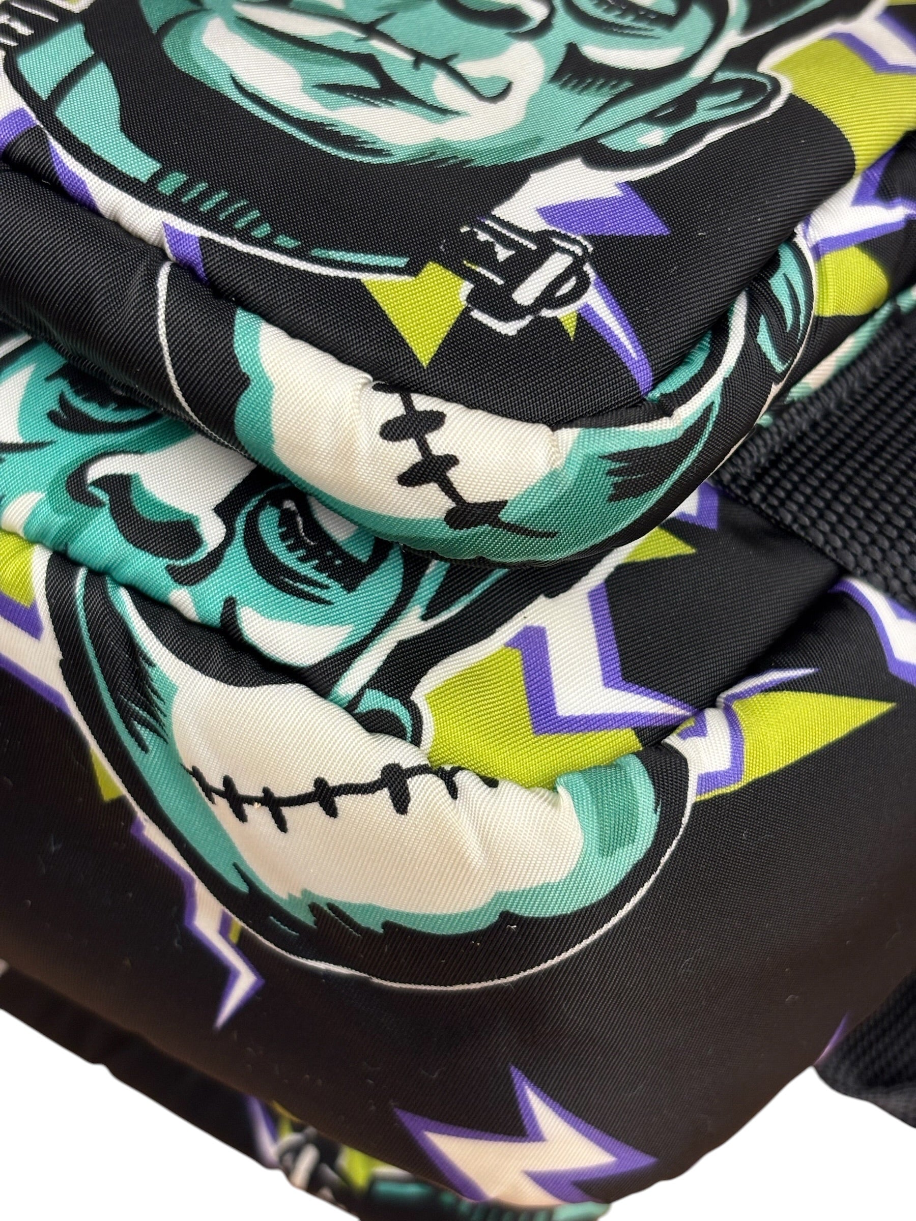 Prada Multicolor Nylon Leather Trim Frankenstein Print Pouch
