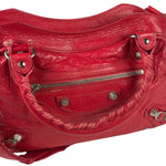 Balenciaga Red Leather Motocross City Two-Way Bag
