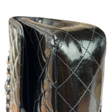 Chanel Black Patent Quilted Leather Double Flap Bag