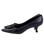 Manolo Blahnik Purple/Black Bow Kitten Heels