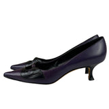 Manolo Blahnik Purple/Black Bow Kitten Heels